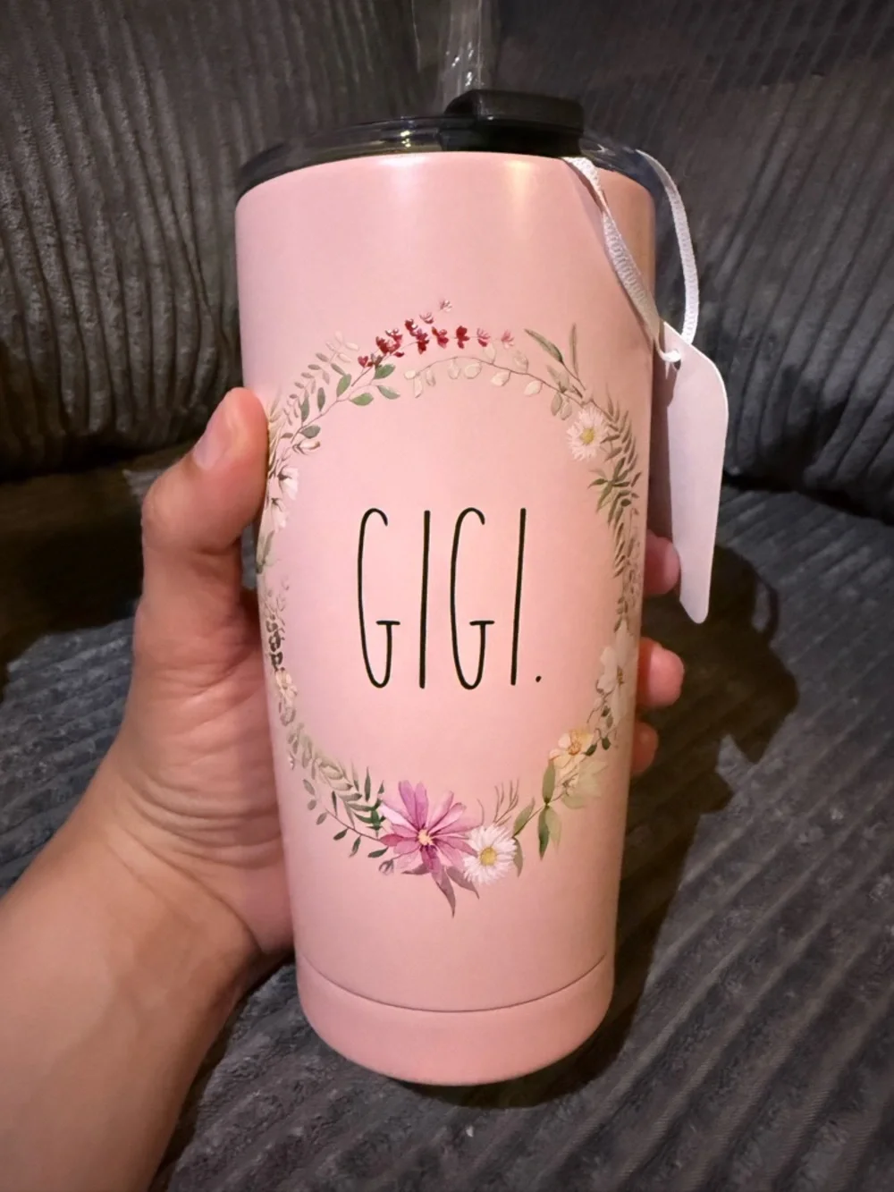 Rae Dunn Pink GIGI Flower Wreath Tumbler